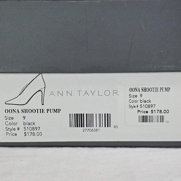 Ann Taylor Oona Suede 3.25” Shootie Pump Bootie 9 Black - Picture 10 of 11